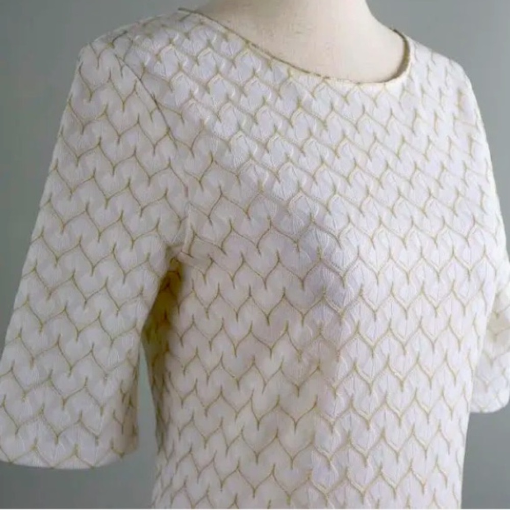 Reiss gold and white detailed blouse size small